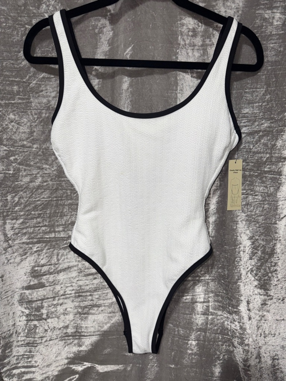 No Boundaries White One-Piece Swimsuit with Black Trim